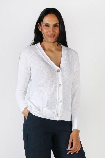 Two Pocket Cardigan In White By Jump
