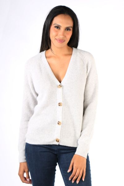 Ribbed Cardigan In Silver By Jump