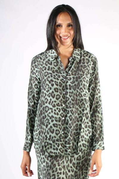 Animal Print Shirt In Green by Jump