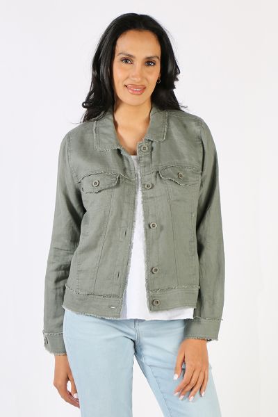 Layers can be fun in summers too with this jacke by Jump. In Linen, cut in a classic denim jacket style, the easy linen jacket has front button closure and full sleeves. Style this jacket over an easy tank or tee. Style 556J4008.
