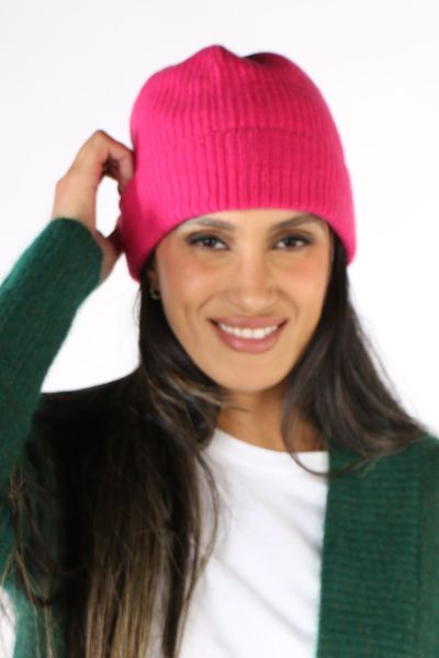 Kapeka Slouch Beanie in Hot Pink