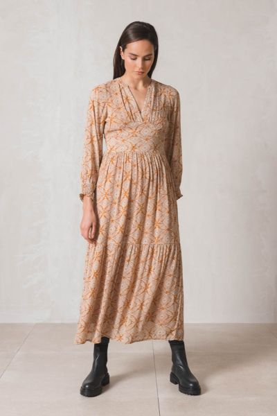 Indi and Cold Ethnic Print Maxi Dress In Saffron