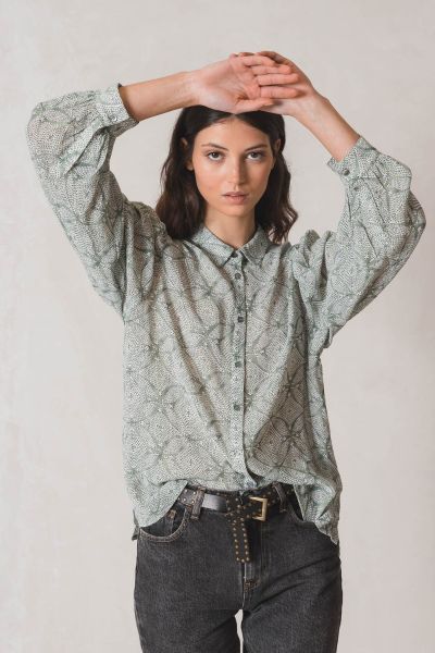 Indi and Cold Ethnic Print Shirt In Sage