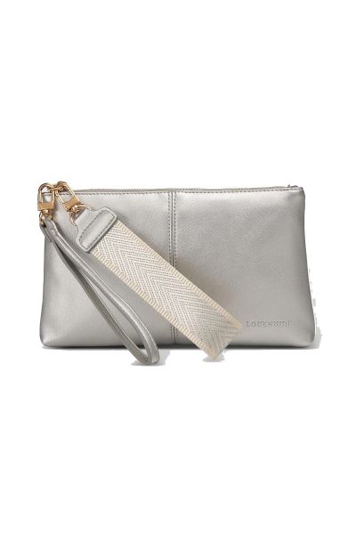 The Louenhide Mimi Silver Clutch is your new going out staple. Where elegance meets functionality, this compact clutch can effortlessly transform your style from day to night. Style and wear the webbing wristlet for an everyday look that makes a statement