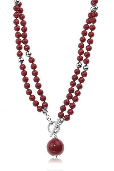 Jantan Beaded Convertible Necklace In Red