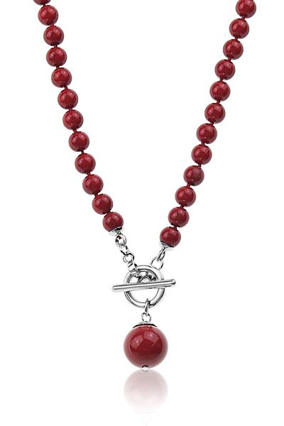 Jantan Bead Drop Necklace In Red