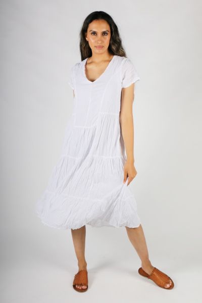 Namastai Crinkle Tiered Dress In White