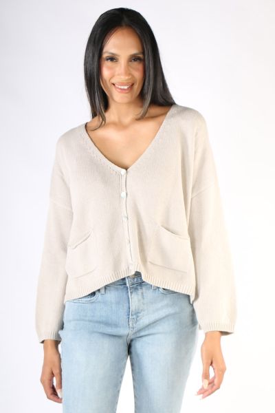 Naturals Button Up Cardigan In Oatmeal