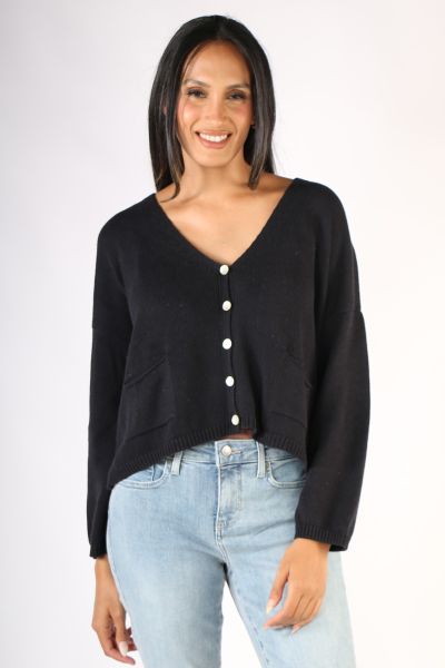 Naturals Button Up Cardigan In Ink