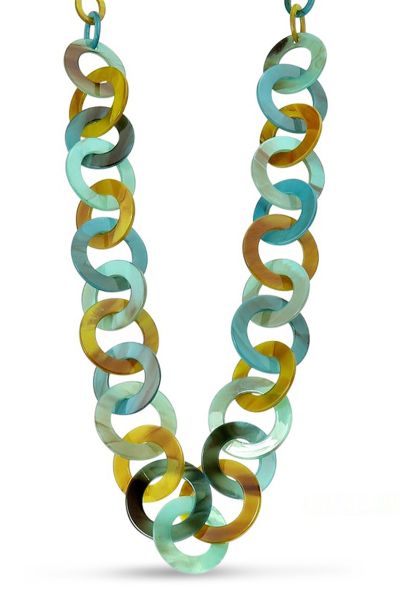 Resin Chain Link Necklace By Jantan In Turquoise