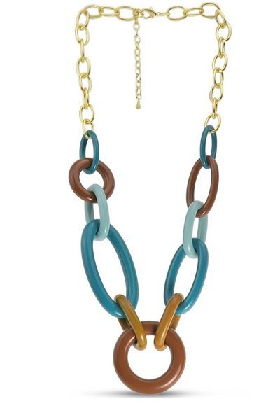 Jantan Chain Link Necklace In Aqua