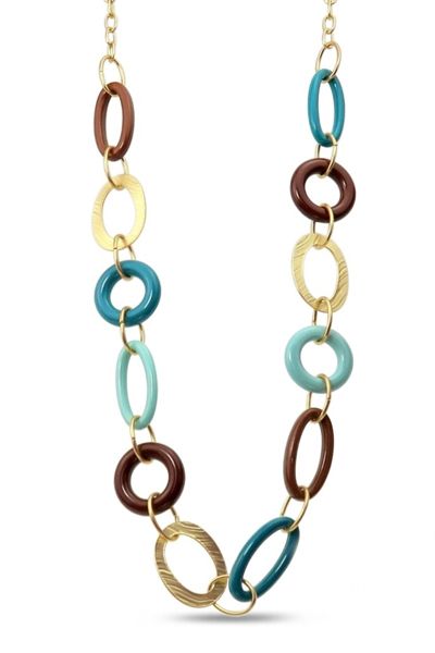 Jantan Chain Link Long Necklace In Aqua