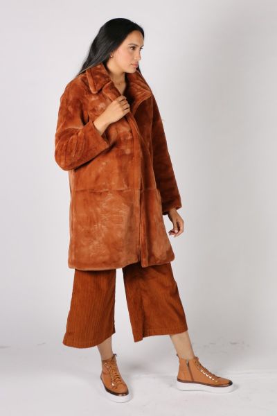 Paz Torras Classic Faux Fur Coat In Tan
