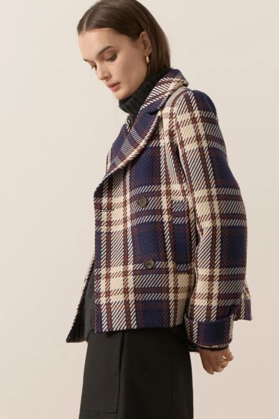 POL Holland Pea Coat In Check