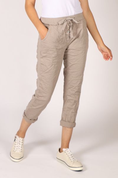 Bohemia Button Front Jogger In Taupe