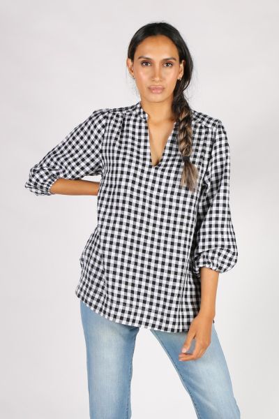 Ping Pong Gingham Blouse In Black