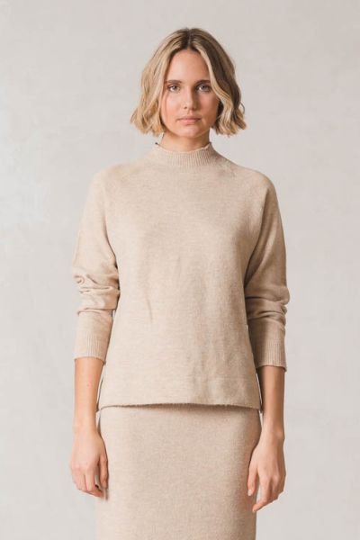 Indi and Cold Perkins Colour Block Jumper In Beige