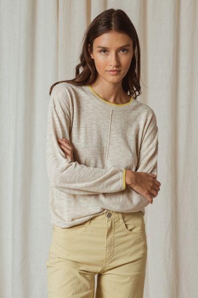 Indi & Cold Contrast Knit Jumper In Natural