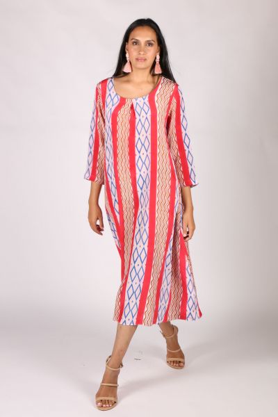Stripe Bodhi Dress in Pink Bark By Anupamaa