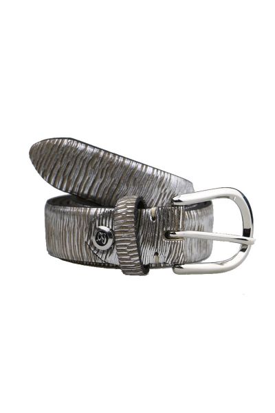 Ripped Leather Belt By B.Belt in Metallic
