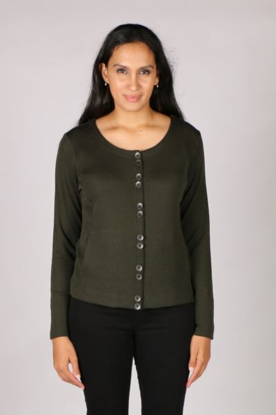 Foil Stitched Up Cardi In Olive
