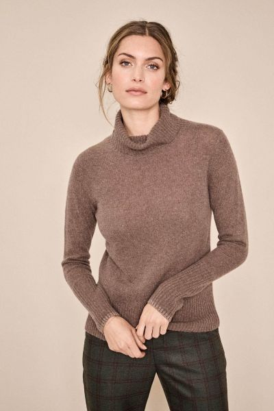 Sophia Cashmere Rollneck In Taupe By Mos Mosh 