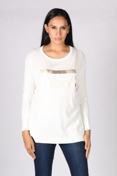 Ping Pong Foil Jumper In Ivory