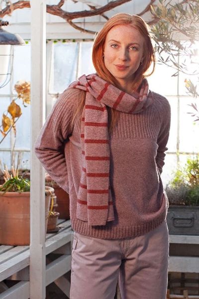 Mansted Stripe Zi Scarf In Rose