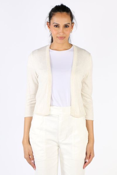 The perfect summer layer. Our Vanessa Cardigan is a lightweight, semi-fitted style that falls to the natural waist. Made from soft cotton with 3/4 length sleeves and a subtle rolled edge finish on the placket and cuffs for a feminine touch. Style 315492.