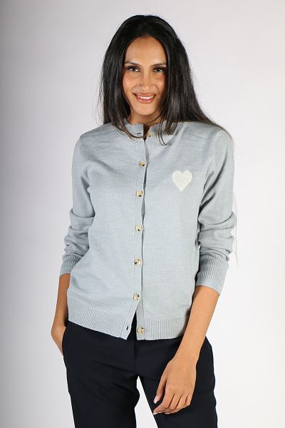 Spanner Heart On Your Sleeve Cardigan in Ice