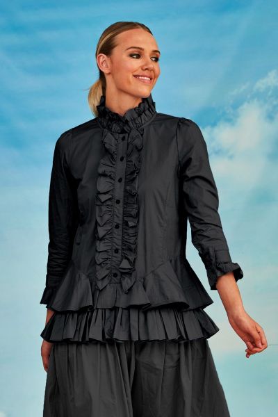 Ruffly Right Shirt In Black By Trelise Cooper