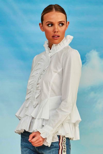Ruffly Right Shirt In White By Trelise Cooper