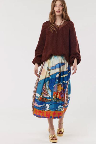 Me369 Vanessa Skirt In Nautical Print