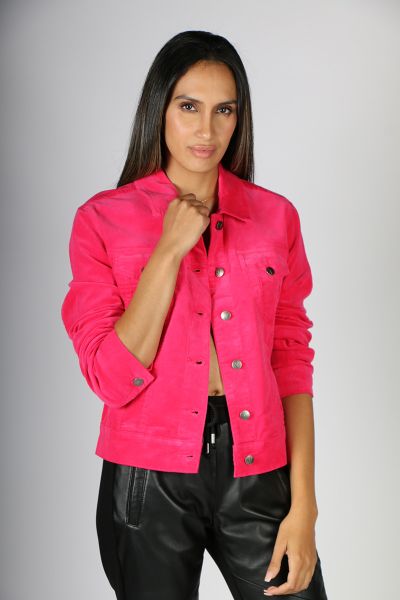 Vassalli Cord Jacket In Hot Pink