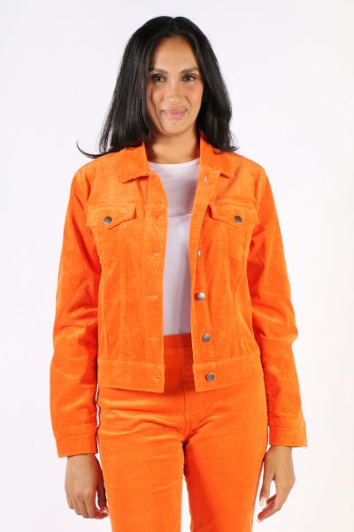 Vassalli Widewale Cord Denim Jacket in Orange is here. The Classic Denim Jacket styling with metal V logo jean buttons. Two chest pockets with jean button fastening and Panelled sleeve with placket and cuff featuring single jean button closure Adjustable 