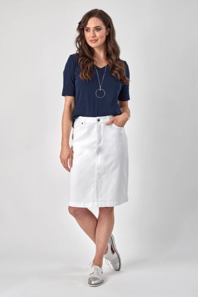 Vassalli Denim Skirt In White