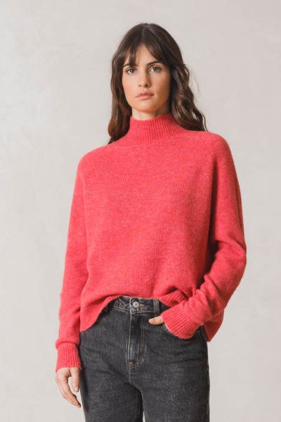 Indi and Cold Raised Collar Jumper In Pink