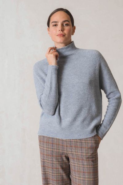 Indi and Cold Raised Collar Jumper In Sky