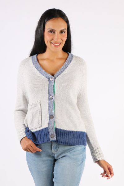 Zaket & Plover Elbow Patch Cardi In Marle