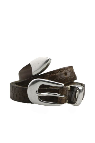 Skinny Croc Belt In Steel By B.Belt
