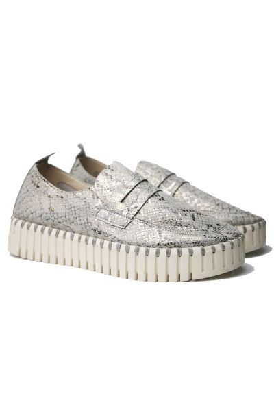 Tulip Platform Loafer By Ilse Jacobsen In Wheat Snakeskin