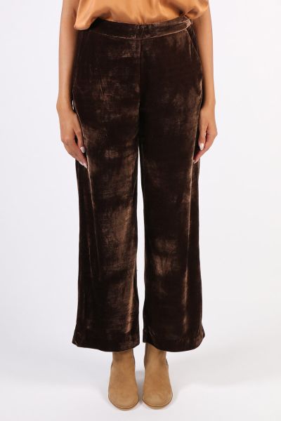 Foil Plush Money Velvet Wide Leg Pant In Chocolate