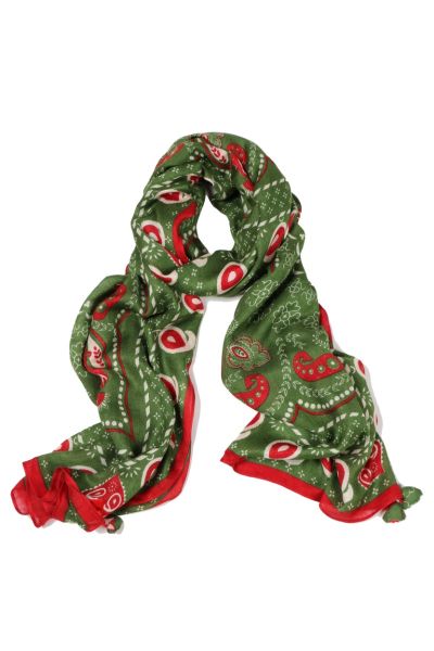 Erfurt Soft Printed Wool Scarf In Green