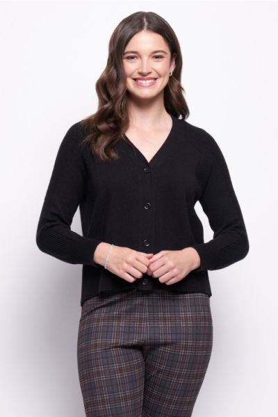 Foil Rib Tickling Cardigan In Black