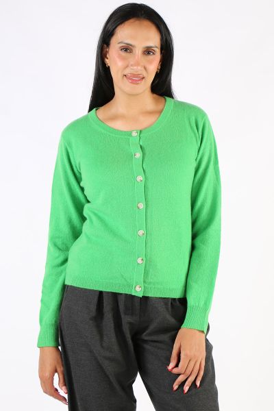 Classic button down Cardigan is a classic by Aldo Martin. In cashmere, the Abune Cardigan has a round neck, full sleeves and front button closure. Style it over dresses or separates alike.
