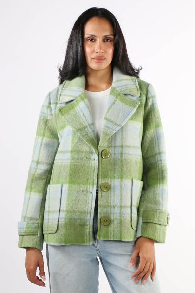 Alison Sheri Check Boxy Jacket In Green