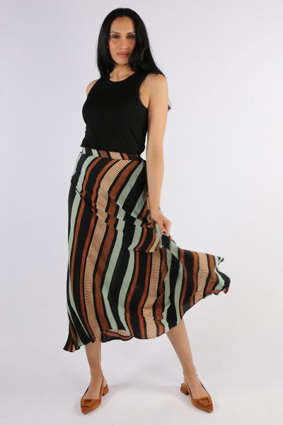 Anupamaa Ladder Bias Skirt In Stripe
