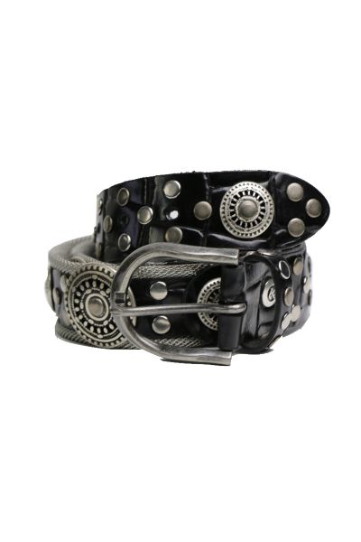 B Belt Leather and Mesh Theo Belt In Black