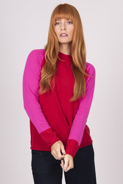 Bridge and Lord Colour Block Jumper In Red