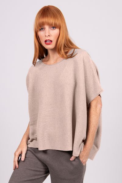 Bridge and Lord Rib Poncho In Oatmeal